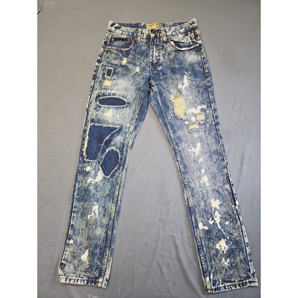 Grindhouse Denim Mens Jeans "Size 30x31.5" Distressed Straight Leg Paint Splatte